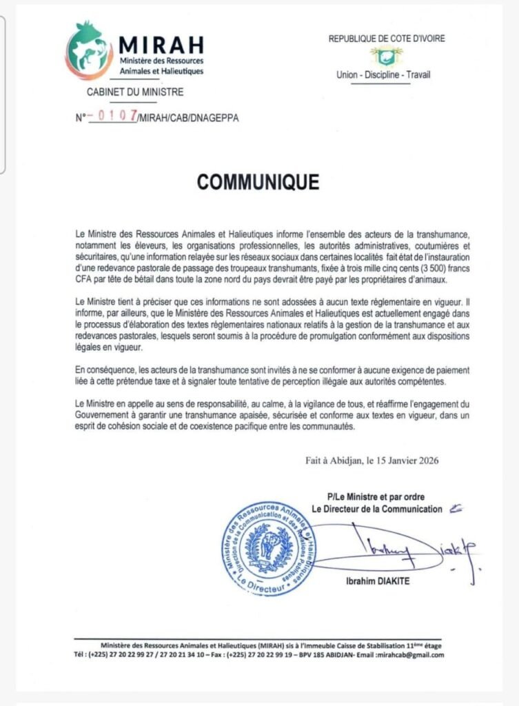 Transhumance : le gouvernement dément toute taxe de 3 500 FCFA par tête de bétail 2 Mirha