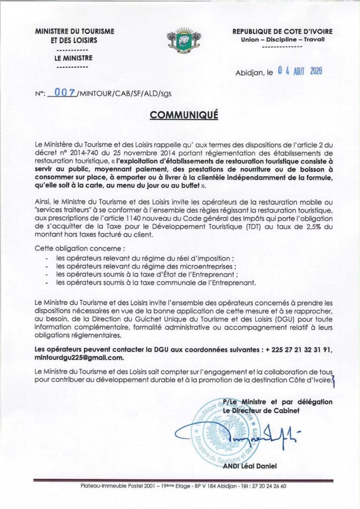 communique tourisme